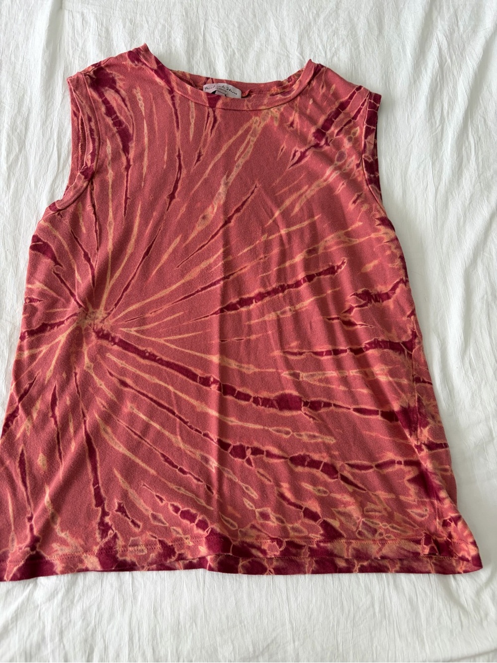 Michael Stars Tie-Dye Sleeveless Muscle Tee in Rust and Tan